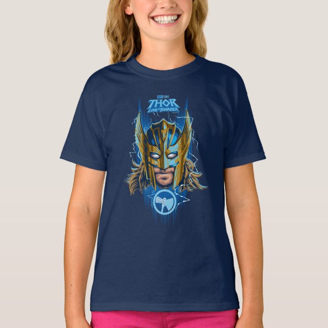 Golden Armour Thor Helmet Graphic T-Shirt (Front)