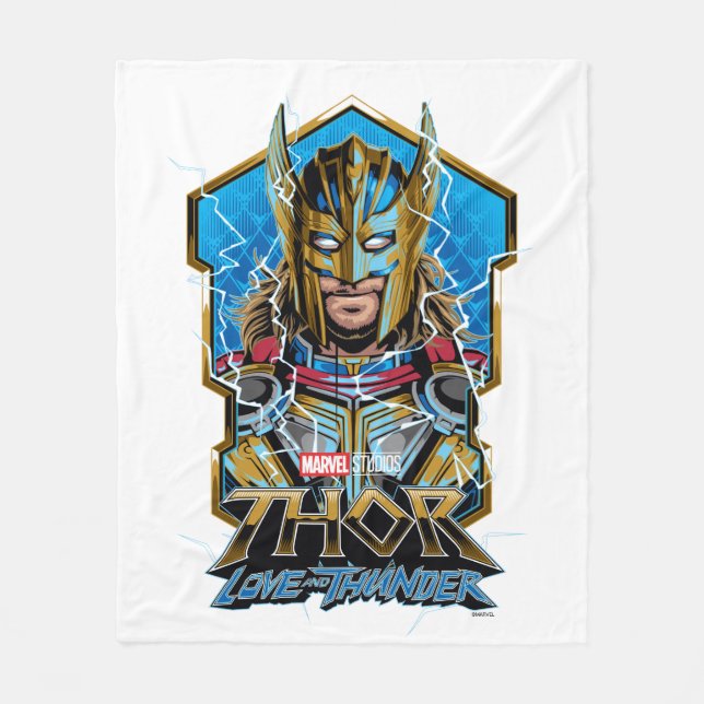 Golden Armour Thor Love and Thunder Graphic Fleece Blanket (Front)