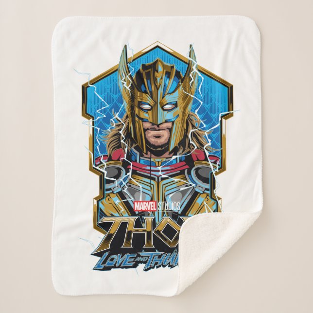 Golden Armour Thor Love and Thunder Graphic Sherpa Blanket (Front)