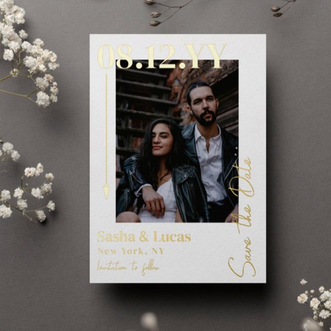 Golden Arrow Typography Photo Save The Date (Creator Uploaded)