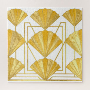 Golden Art Deco Fan Pattern Jigsaw Puzzle