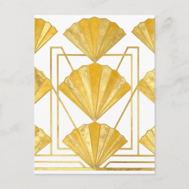 Golden Art Deco Fan Pattern Postcard (Front)
