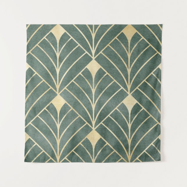 Golden Art Deco: Luxurious Seamless Style Tapestry (Front)