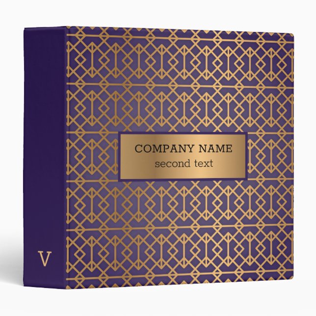 Golden Art Deco Purple Background Binder (Front/Spine)
