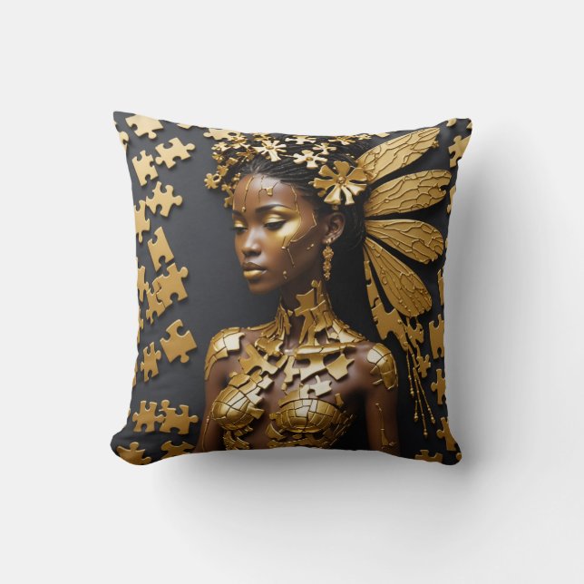 Golden Ascension Throw Pillow (Front)