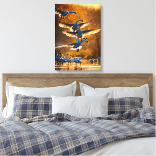 Golden Ascent: Dance of the Swans Canvas Print
