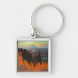 Golden Aspens Above Snake River At Sunset Keychain
