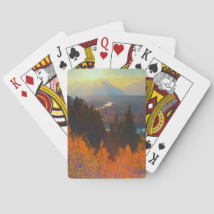 Golden Aspens Above Snake River At Sunset Playing Cards