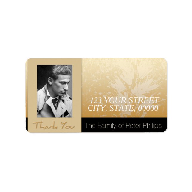 Golden Asphodel Frame Photo Family Thank You L 2 Label (Front)
