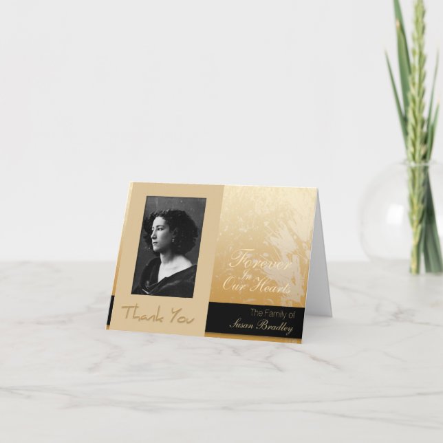 Golden Asphodel Frame Photo Sympathy Thank You c2 (Front)