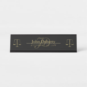 Golden ATTORNEY AT LAW   Initials Desk Name Plate