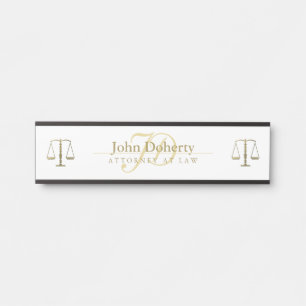 Golden ATTORNEY AT LAW   Initials Door Sign