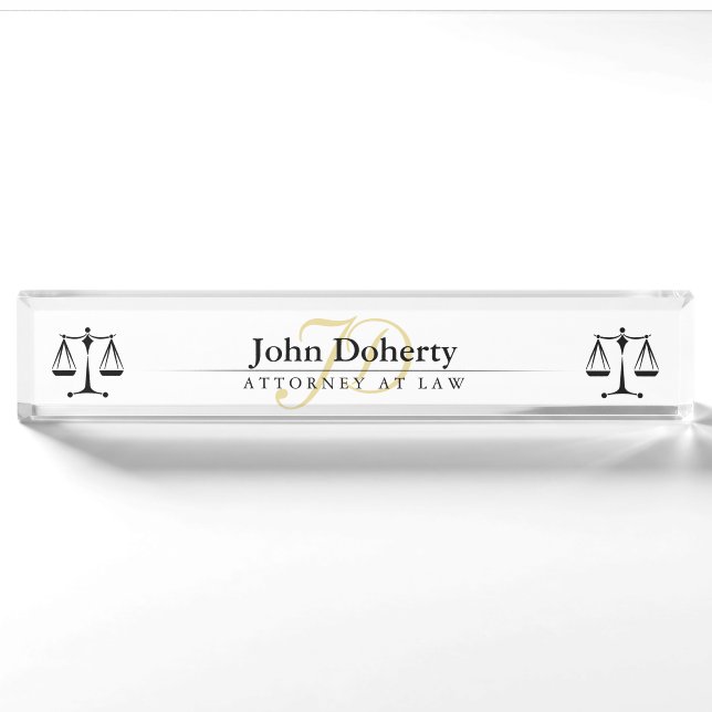 Golden ATTORNEY AT LAW | Initials Nameplate (Front)