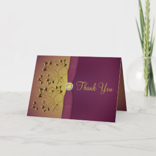 Golden Aubergine Floral Thank You Card