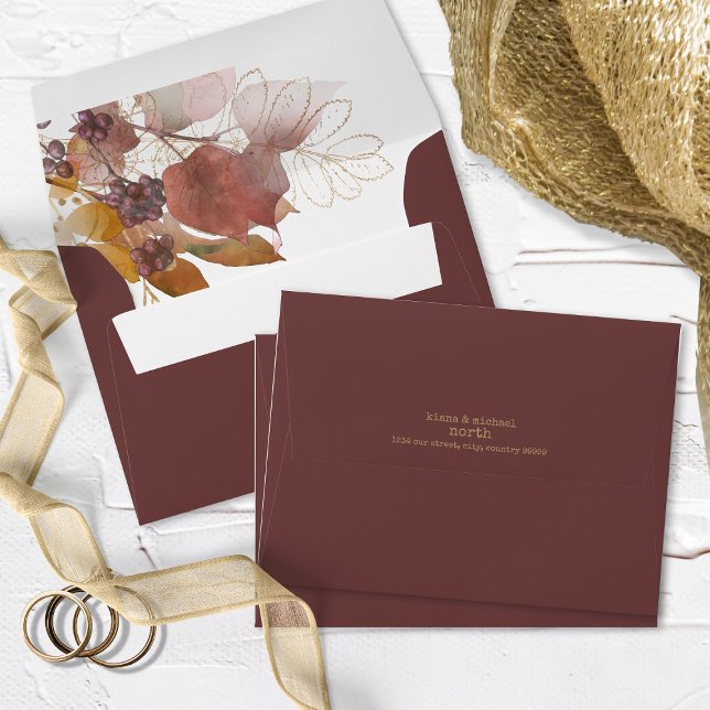 Golden Automne Mariage Berries ID655 Enveloppe (Interior/Back In Situ)
