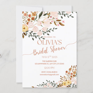 Golden Autumn Botanicals Bridal Shower Invitation