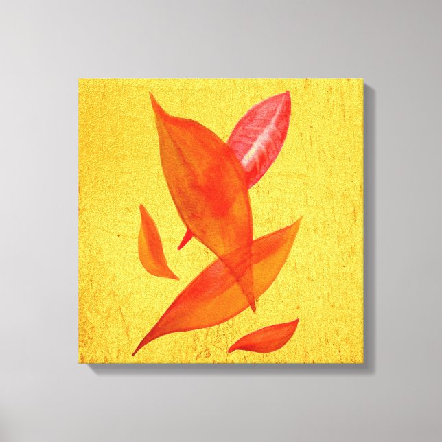 Golden Autumn Fall leaves modern art Canvas Print (Front)