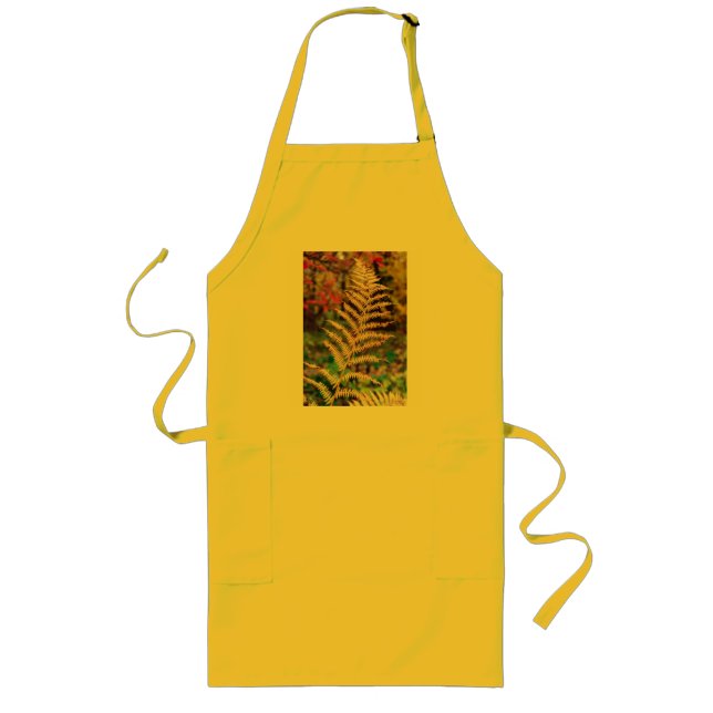 Golden Autumn Fern Leaf Specimen Long Apron (Front)