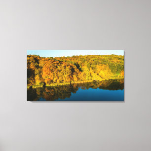 Golden Autumn Forest and Reflection Mirrors Lake Canvas Print