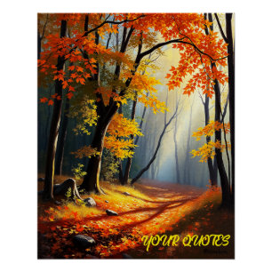 Golden Autumn Forest Path Poster