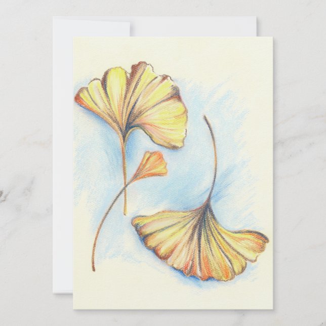 Golden Autumn Ginkgo Leaves Invitation (Front)