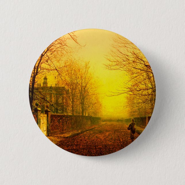 Golden Autumn John Atkinson Grimshaw 2 Inch Round Button (Front)