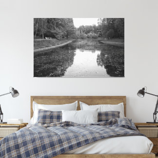 Golden Autumn Lake - Black & White Nordic Edition Canvas Print