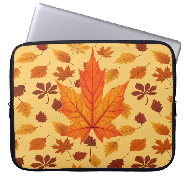 Golden Autumn Leaves Laptop Sleeve (Front)