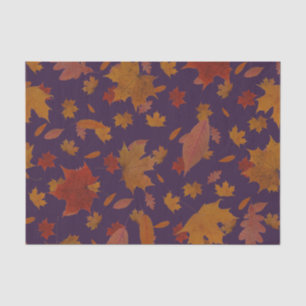 Golden Autumn Leaves on Custom Blue Colour Tissue Paper