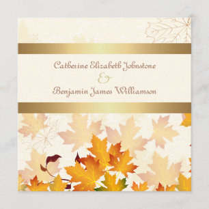 Golden Autumn Leaves Wedding Invitation
