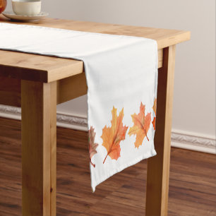Golden Autumn Maple Leaves Short Table Runner
