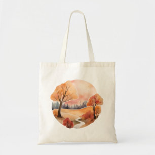 Golden Autumn Pathway Tote Bag