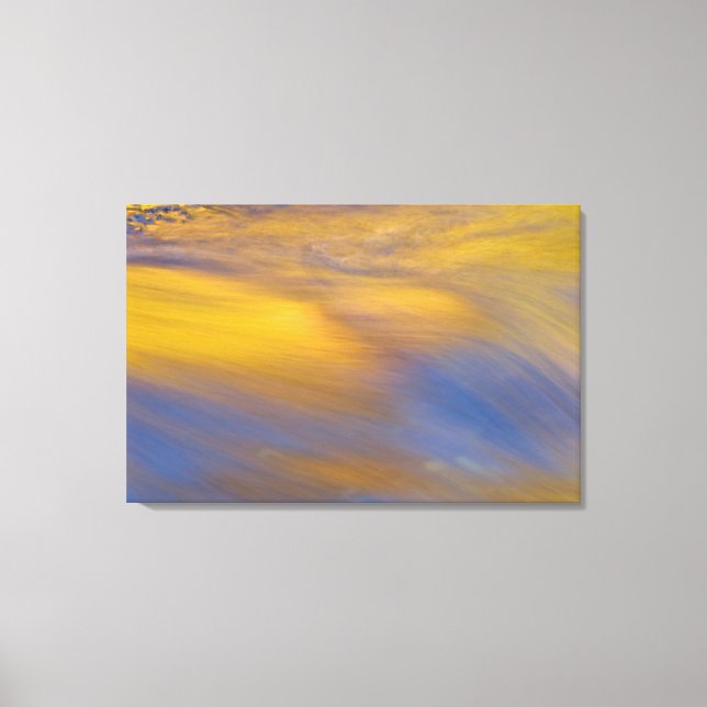 Golden Autumn Reflection on Flowing Water Canvas Print (Front)