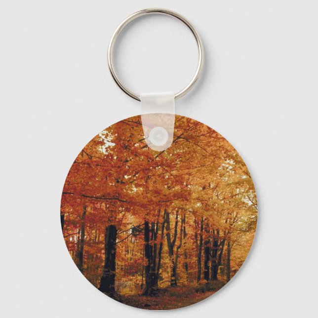 Golden Autumn Road Keychain (Front)