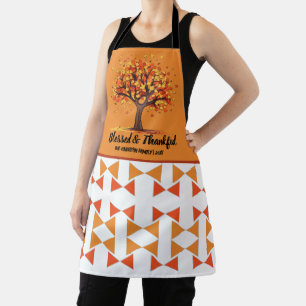 Golden Autumn Trees Happy Thanksgiving Greeting Apron