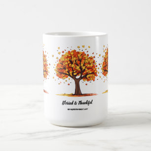Golden Autumn Trees Happy Thanksgiving Greeting Coffee Mug