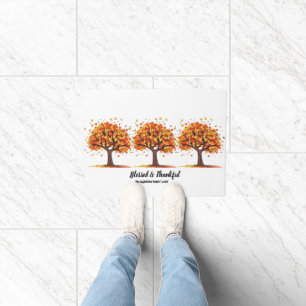 Golden Autumn Trees Happy Thanksgiving Greeting Doormat