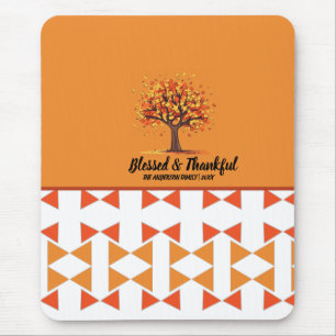Golden Autumn Trees Happy Thanksgiving Greeting Mouse Pad