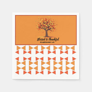 Golden Autumn Trees Happy Thanksgiving Greeting Napkin
