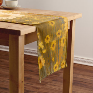 Golden Autumn Wildflower - Rustic Fall  Short Table Runner