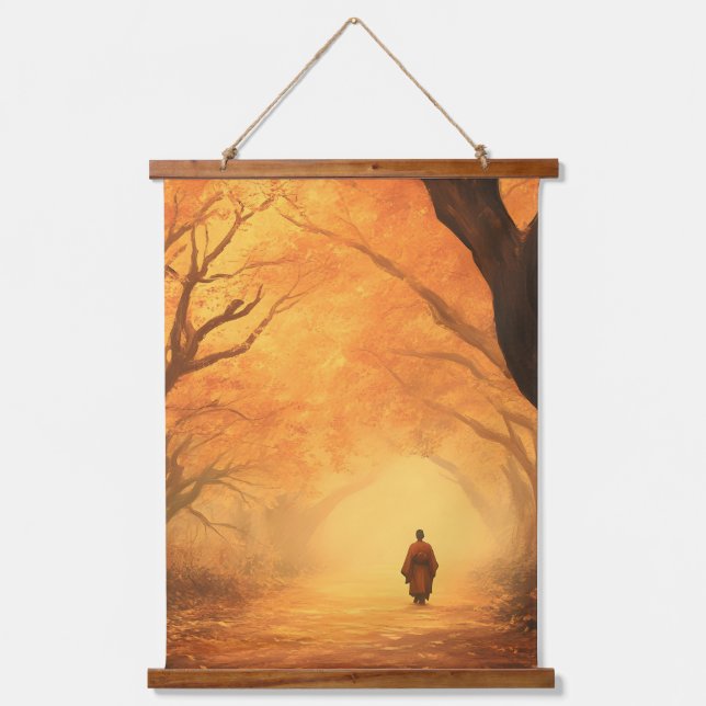 Golden Autumn Zen Path Hanging Tapestry (Front)
