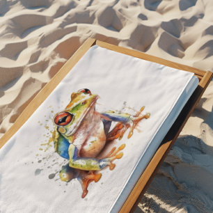 Golden Azure Tree Frog Bath Towel