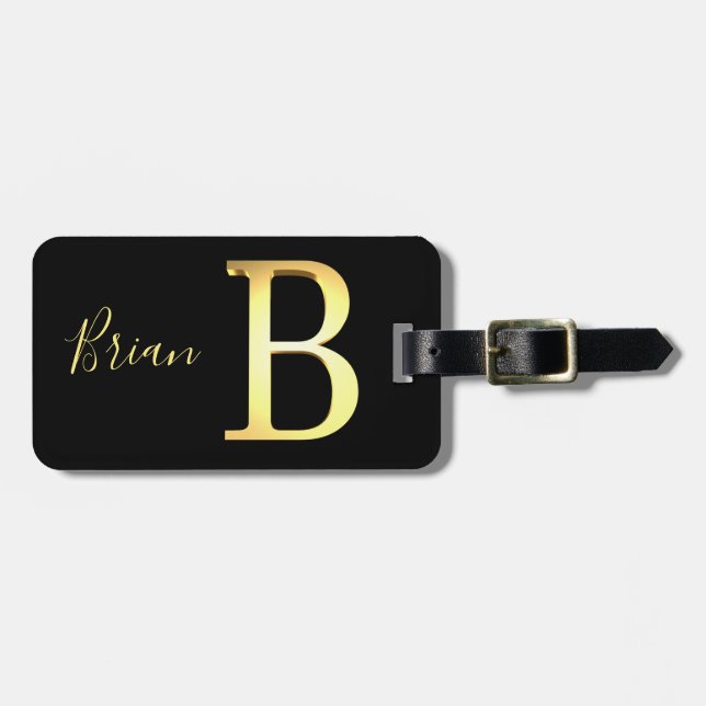 Golden B name Luggage Tag (Front Horizontal)