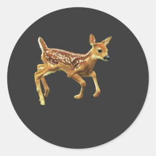 Golden baby deer classic round sticker