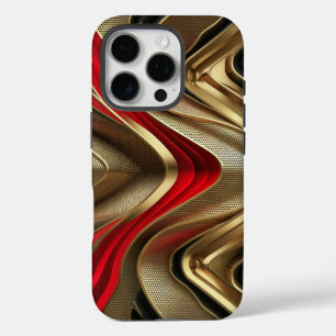 Golden Back And Red Pattern iPhone 16 Pro Case