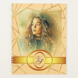 Golden Background Girl Fashion Modern Elegant Planner