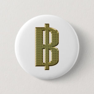 GOLDEN BAHT SIGN ฿ Thai Money Currency ฿ 2 Inch Round Button