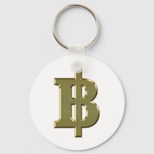 GOLDEN BAHT SIGN ฿ Thai Money Currency ฿ Keychain
