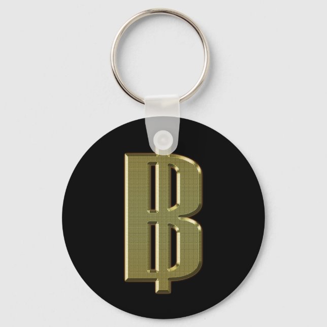 GOLDEN BAHT SIGN ฿ Thai Money Currency ฿ Keychain (Front)