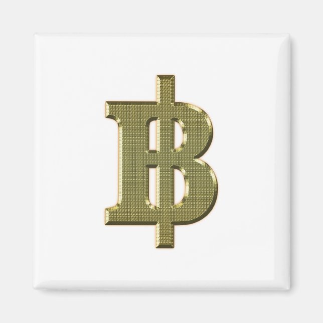 GOLDEN BAHT SIGN ฿ Thai Money Currency ฿ Magnet (Front)
